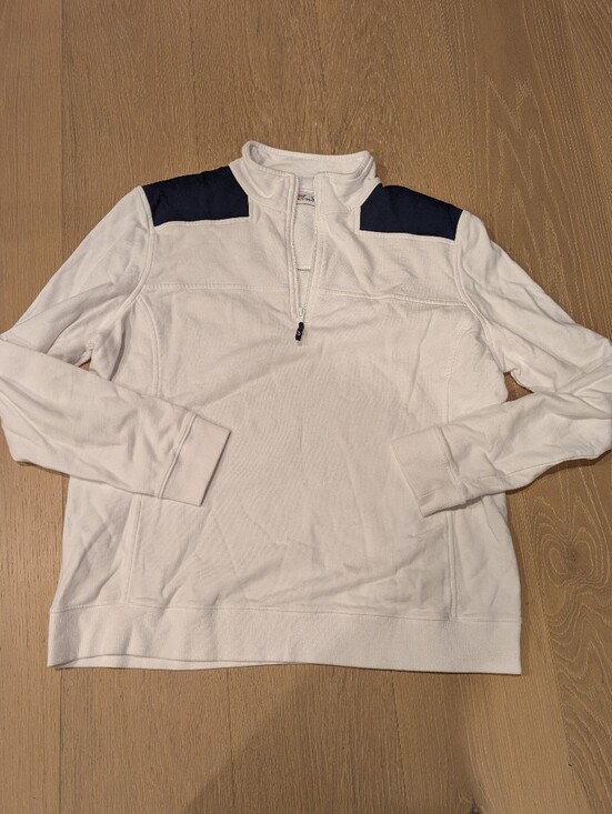 Vineyard Vines Tops - Vineyard Vines White Quarter-Zip Pullover with Navy Accents
